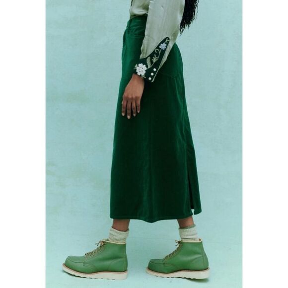THE GREAT Emerald Green Column MIDI Skirt 28 - Picture 7 of 13